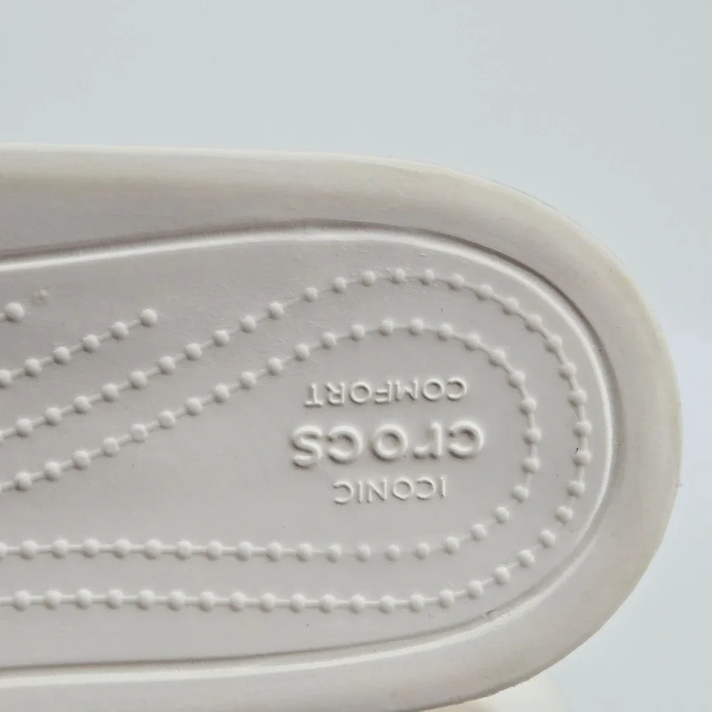 Crocs Classic Slide White Monochrome Waterproof Comfort Pool Beach Sandals W5